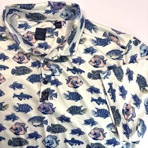 ConStruct Polo Shirt Mens Large Colorful Fish AOP Golf Performance Quick Dry